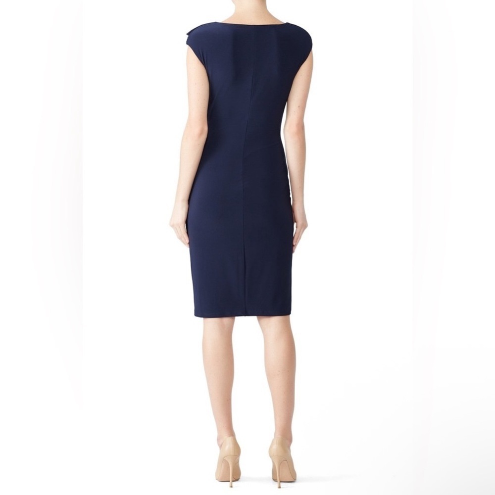 Lauren Ralph Lauren Navy Blue White Ruffle Classic Preppy Mini Dress- Size 2 - Picture 3 of 8